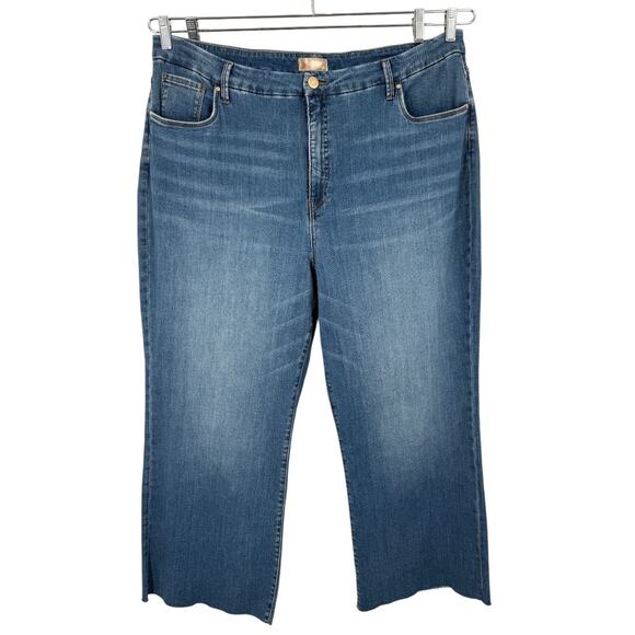 KUT from the Kloth Meg High-Rise Fab Ab Wide Leg Raw Hem jeans blue size 22W - Picture 1 of 6